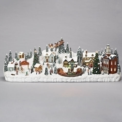 11"H MUSICAL LED MANTLEPIECE VILLAGE, ROTATING; W/ADAPTER