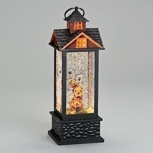 11.75"H LED SWIRL LANTERN HOUSE/PUMPKINS BATT/OP N/INCL