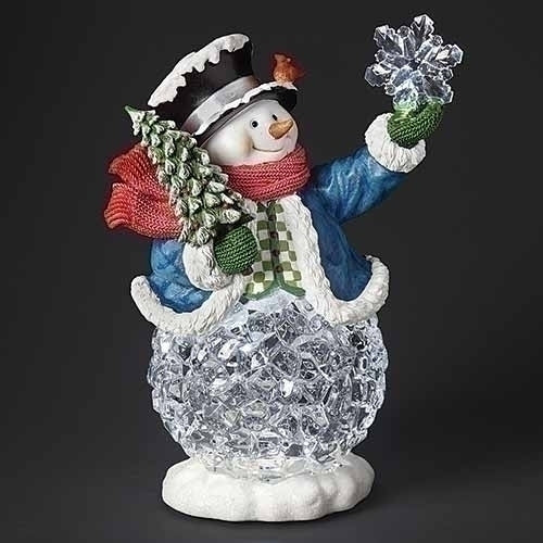 13"H MUSICAL LED SNOWMAN ICE BELLY; BATTERY N/INCLU; PORT