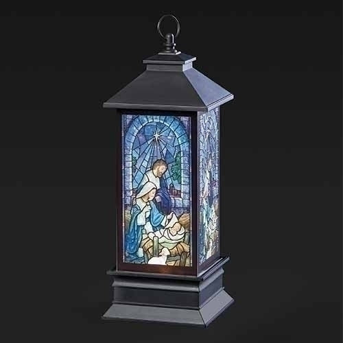 10.5"H LED HOLY FAMILY PRINTED SWIRL LANTERN