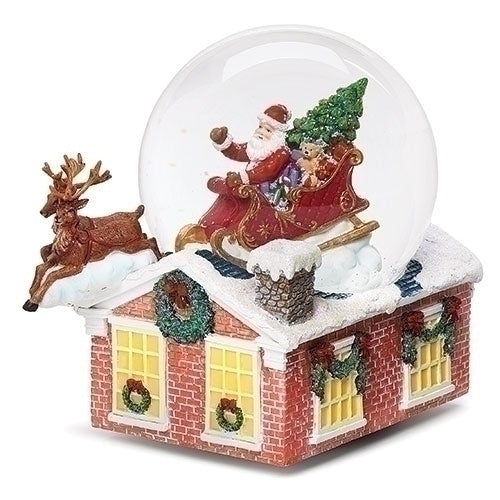 Musical Santa in Sleigh Glitter Dome, 6.5 inch, Multicolor