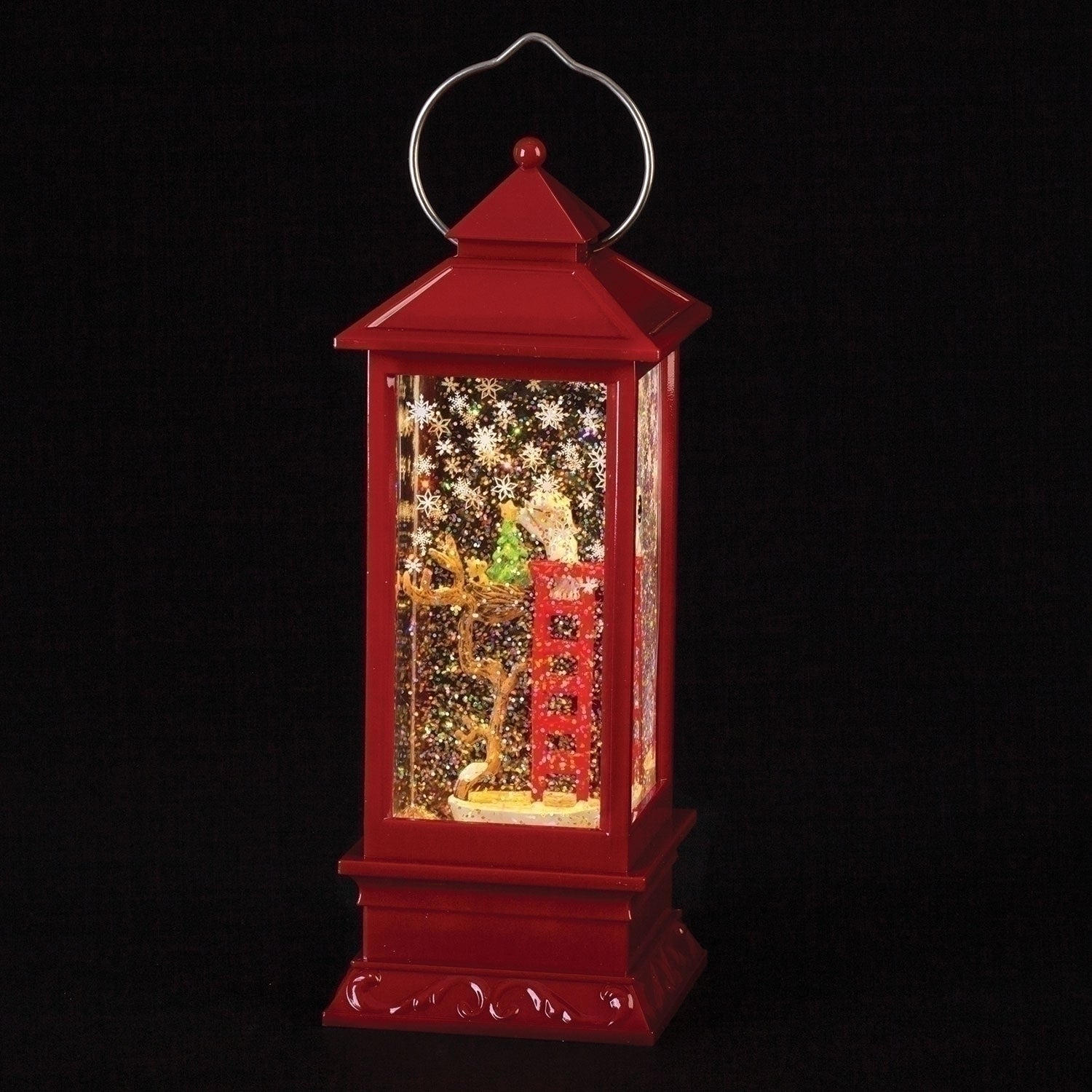 Led Swirl Lantern Snoopy on Ladder, 11 inch, Multicolor