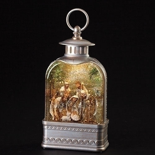 11"H LED SWIRL SILVER LANTERN NATIVITY;BATT N/INCL;PORT/CORD