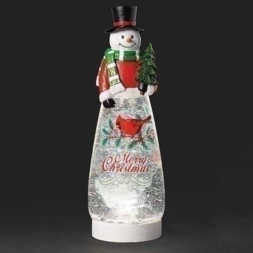 12.7"H LED SWIRL SNOWMAN;MERRY CHRISTMAS, CARDINAL;PORT/CORD