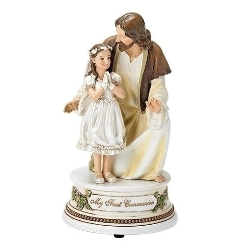 Jesus with Praying Girl My First Communion Figure, 7.25" H