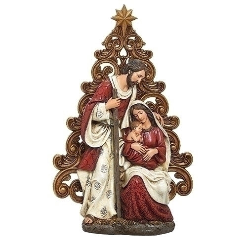 Holy Family with Gold Filigree Tree Figure, 12.25" H
