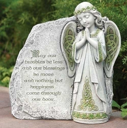 Irish Angel Garden Stone, Garden Collection, Religious Statue, Holy Family, Memorial, Angel, Patron