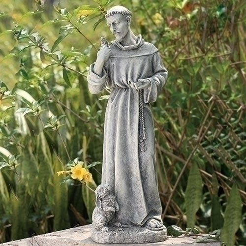 ST Francis with Bunny Garden, Garden Collection, Religious Statue, Holy Family, Memorial, Angel, Patron Saint, Garden Décor (7x8x24)