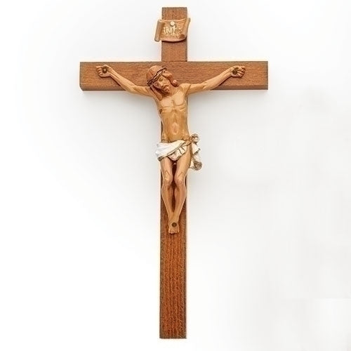 Fontanini Crucifix Features a Hand Painted Body of Christ on a Wood Cross, 12-Inch