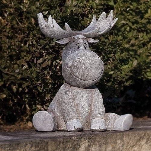 Moose Statue, 9.5" H, Pudgy Pals Collection, Resin and Dolomite, Decorative, Garden Gift, Home Outdoor Decor, Durable,