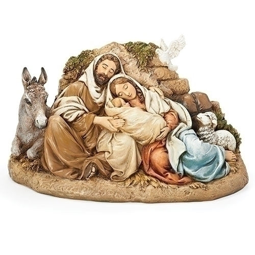Restful Holy Family 9.5 Inch Resin Nativity Figurine