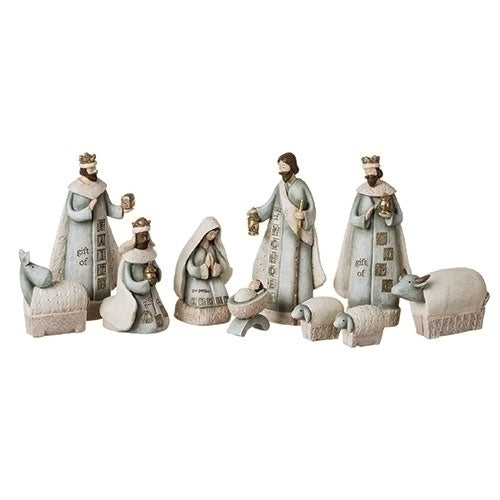7.5"H 10PC ST NATIVITY STAMPED LOOK