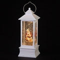 LED Light Up Confetti Swirl Christmas Kneeling Santa & Baby Jesus Snow Globe Lantern, 11 Inch