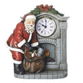 8"H SANTA BY FIREPLACE CLOCK TABLETOP