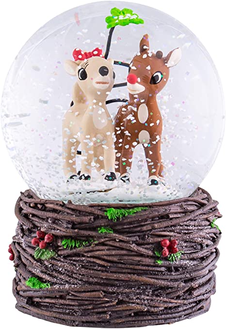 5.5"H MUS RUDOLPH DOME, MIS-TLETOE W/CLARICE;