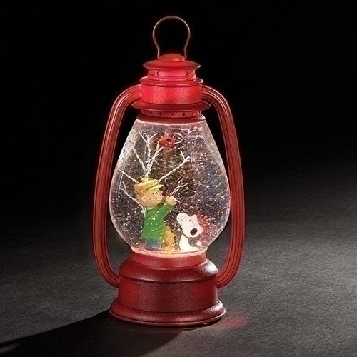 LED Snoopy and Friends Crimson Red 11 x 6 Resin Holiday Snow Globe Swirl Dome