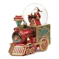 7.25"H WU MUS SANTA RED TRAIN 100MM GLITTERDOME FABERGE