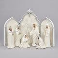 Nativity Silver Dot White with Triptych Backdrop,11.25 inch