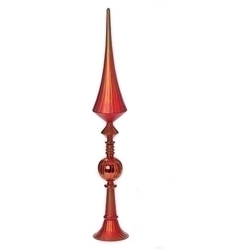 34"H RED FINIAL CHRISTMAS TABLE PIECE; KD GLASS