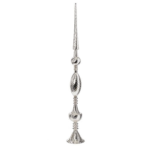 46"H SILVER FINIAL CHRISTMAS TABLE PIECE; KD GLASS