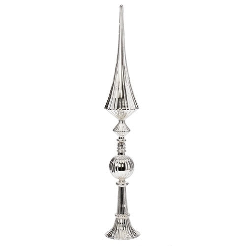 34"H SILVER FINIAL; CHRISTMAS TABLE PIECE; KD GLASS