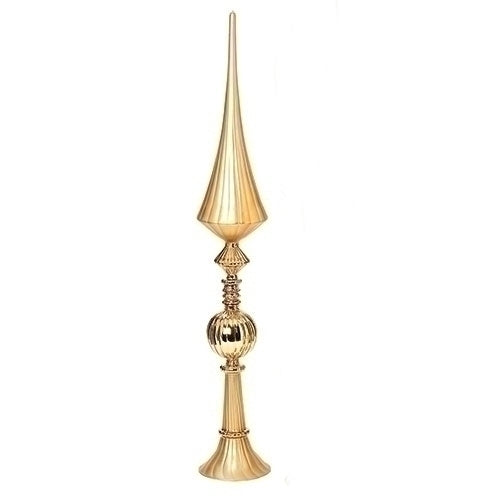 34"H GOLD FINIAL; CHRISTMAS TABLE PIECE; KD GLASS