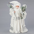 White Santa Tree Topper Silver Lace Vest, 18 inch, White and Silver