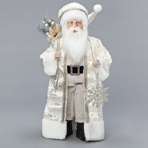 Ivory Santa with Ivory Fur Figurine, 18 inch, Multicolor