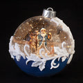 Round Blue Santa Swirl LED 6.5 x 6 Acrylic Decorative Hanging Tree Ornament