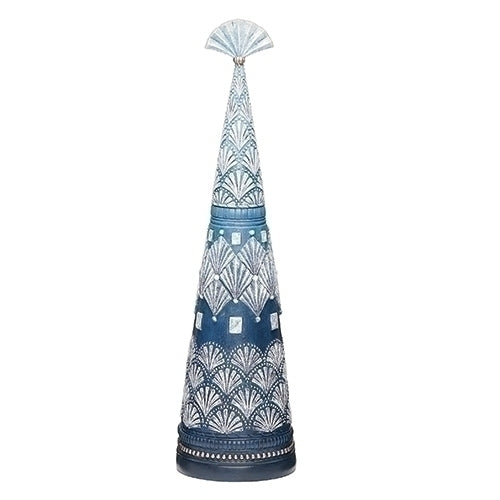 17.5"H TREE W/BLUE & WHIT W/ GLITTER ACCENTS FIGURE