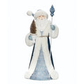 22.75"H BLUE SANTA W/STAFF & WHITE RELIEF DETAILS