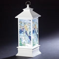 10.5'H LED SWIRL ANGEL LANTERN STAINED GLASS; BATT OP N/INCL