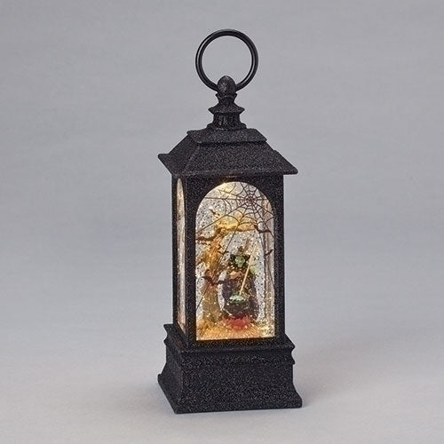 9"H LED SWIRL WITCH'S BREW BLACK LANTERN;BATT OP N/INCL