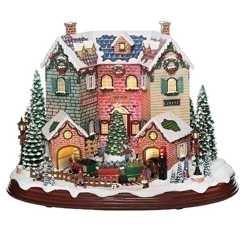 Musical Led 3 Building Village, 10.75 inch, Multicolor
