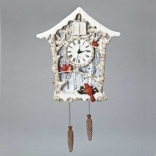 17.25"H LED CARDINAL CUCKOO CLOCK W/SOUND; BATT OP N/INCL