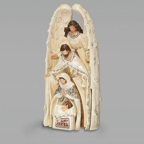 9.7"H 4 PC ST NESTING NATIVITY CREAM, RED & LAZER PLEATHER