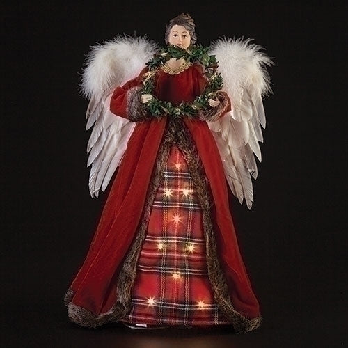 18"H LED ANGEL TREETOPPER PLAID BATTERY OP N/INCL