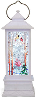 11"HLED SWIRL CARDINAL LANTERN W/PRINTED SCENE;BATT OP N/INCL