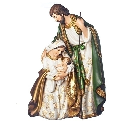 13.75"H HOLY FAMILY FIGURE GOLD & OLIVE GREEN DESIGNS