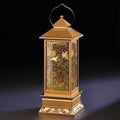 10.7"H LED SWIRL DOVES IN TREE GOLD LANTERN; BATT N/INCL