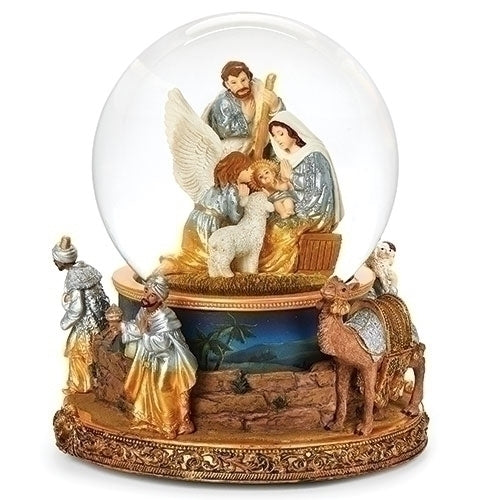 7"H MUS DOME NATIVITY DOUBLE ROTATING WINDUP