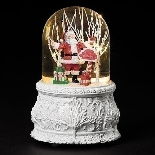 6.2"H MUS LED SANTA TALL DOME GLITTERDOME BATT N/I WIND/UP Christmas Glass Globes