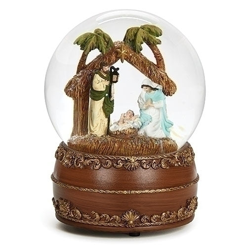 Musical Holy Family with Palm Trees Dome, 6.25-inch Height