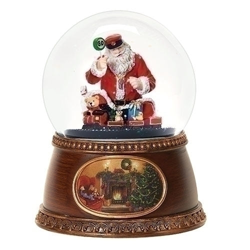 5.7"H MUS SANTA DOME W/TRAIN ROTATION 100MM; WIND UP
