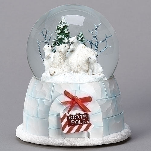 5.7"H MUS POLARBEAR DOME SWIRL & ROTATING