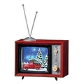 Musical LED TV Barn with Ford Truck and Snowfall Figurine, 5.25-inch Height