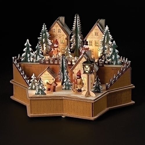 8"H LED STAR SHAPE W/ SCENE LASER WOOD