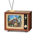 Musical LED TV Rotating Nativity Scene with Star Fall Figurine, 5-inch Height