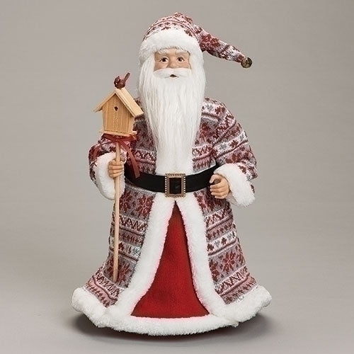 16"H SANTA TREE TOPPER W/ BIRD HOUSE