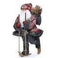 18"H SANTA FIGURE ON SKIS, RED SWEATER GREY FUR